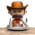 3d Cowboy sheriff has an empty plate