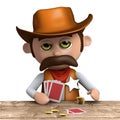 3d Cowboy sheriff plays poker Royalty Free Stock Photo
