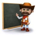 3d Cowboy sheriff teaches at the chalkboard