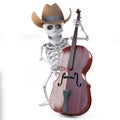 3d Cowboy skeleton plays the double bass