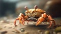 3d crab illustration on the beach