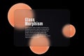 3D creative glass morphism background design. Transparent glass element with spheres.