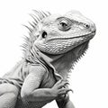 Iguana Illustration In Zbrush Style With Detailed Line-work Royalty Free Stock Photo