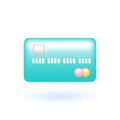 3D Credit Card Debit Card Payment Icon. Marketing Online Shopping Concept. Glossy Glass Plastic Pastel Color. Cute Realistic Royalty Free Stock Photo