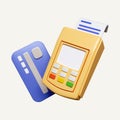 3d Credit card swipe machine Payment concept credit card, payment terminal. Debit and credit card reader machine. icon Royalty Free Stock Photo