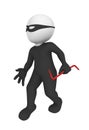 3d criminal with crowbar. Royalty Free Stock Photo