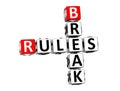 3D Crossword Break Rules on white background Royalty Free Stock Photo