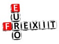 3D Crossword Frexit Euro over white background.
