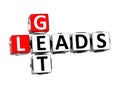 3D Crossword Get Leads on white background Royalty Free Stock Photo