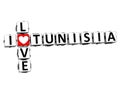 3D Crossword I love Tunisia on white background