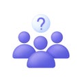 3D Crowd of people with question mark. Choice, problem solving concept. Support or inspection. Royalty Free Stock Photo
