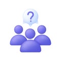 3D Crowd of people with question mark. Choice, problem solving concept. Support or inspection. Royalty Free Stock Photo