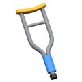 3D crutch icon symbolizing injury support and mobility aid. Royalty Free Stock Photo