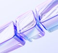 3d crystal background with glass holographic cube pattern. Abstract geometric transparent block shapes with purple