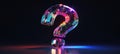 3D Crystal Question Mark with Rainbow Reflections on Sleek Black Background for Modern Designs Royalty Free Stock Photo