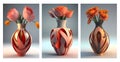 3d crystal vase with rose bouquet flowers for canvas wall decor Royalty Free Stock Photo