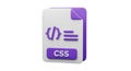 3D CSS File Icon with Code Symbols Royalty Free Stock Photo