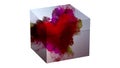 3D cube with animated colorful smoke inside enclosing a red heart