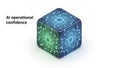 3D Cube with Circuit Board Pattern and AI Operational Confidence Text artificial intelligence Royalty Free Stock Photo