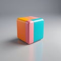 3d cube cube. colorful cube. 3d cube cube. colorful cube. 3d render of colorful cube in the shape of cube on grey background. Royalty Free Stock Photo