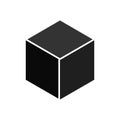 3d cube. Cubic icon. Black isometric cube. Cubic isolated on white background. Box symbol. Block design logo. Package for product