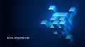 3D cube data background illustrating technology and blockchain network structure. Abstract geometric blocks for AI systems Royalty Free Stock Photo