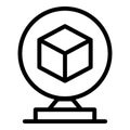 3d cube icon outline vector. Printer industry