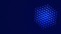 3D cube of lines and dots. Wireframe polygonal element on dark background. Science and technology. 3d rendering Royalty Free Stock Photo