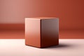 3D cube made of matte ceramic material, Chutney color - rich, warm and muted shade, empty background.