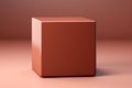 3D cube made of matte ceramic material, Chutney color - rich, warm and muted shade, empty background.