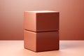 3D cube made of matte ceramic material, Chutney color - rich, warm and muted shade, empty background.