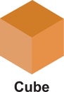 3d cube orange color. illustration of a box. with white background