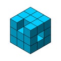 3D cube with outline. Missing piece concept. Royalty Free Stock Photo