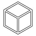 3d cube rotation view icon. Cube rotation thin line icon. Cube 360 degrees rotate vector illustration isolated Royalty Free Stock Photo