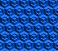 3D cube seamless pattern. Blue geometric shapes abstract background. Technology pattern backdrop.