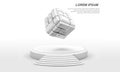 3D cube shape of keyboard buttons with white stage