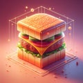 A 3d cube shaped hamburger digital art