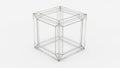 3d cube wireframe isolated on white background Royalty Free Stock Photo