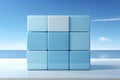 3D cubes made of ceramic material in Capri color - shade of blue, fashionable color palette