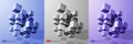 3d cubes set. Violet,blue, gray 3d cube collection. Vector illustration.