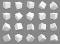 3d cubes. White blocks with different lighting and shadows, boxes in perspective. Abstract geometric square shapes