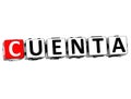 3D Cuenta Block Text on white background Royalty Free Stock Photo