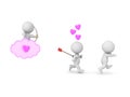 3D Cupid making somebody fall in love by shooting him with arrow Royalty Free Stock Photo