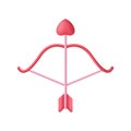 3D Cupid's bow icon. A bow with an arrow and a heart. Valentine's day concept. Love icon Royalty Free Stock Photo