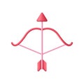 3D Cupid's bow icon. A bow with an arrow and a heart. Valentine's day concept. Love icon Royalty Free Stock Photo