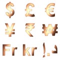 3D currency symbol, Copper satined matterial, PNG transparent background Royalty Free Stock Photo