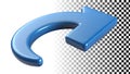 3D curved arrow, return symbol, and navigation icon for interface designs png transparent image Generative AI