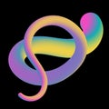 3D curved line with gradient. Liquid wave, colorful spiral