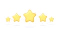 3D Customer review concepts. Reviews stars with good and bad rate. Five yellow stars. Online feedback.