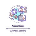 2D customizable assess needs line icon concept